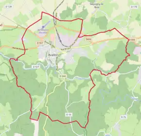 Poziția localității Avallon