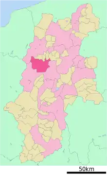 Poziția localității Azumino, Nagano