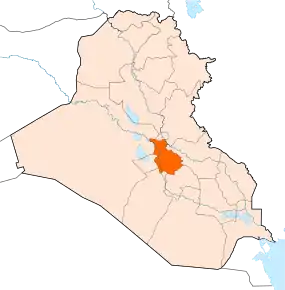 Harta provinciei Babil în cadrul Irakului