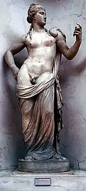 Bacchus, fiul lui Hermes și al Afroditei, sculptură elenistică[necesită&nbsp;citare] în care este reprezentat ca hermafrodit, cu sâni feminini și organe genitale masculine