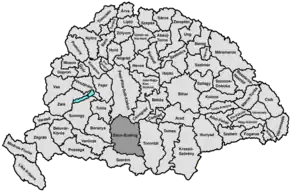 Hartă de poziționare pentru Comitatul Bács-Bodrog