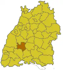 Poziția regiunii Districtul rural Rottweil  (Rottweil)