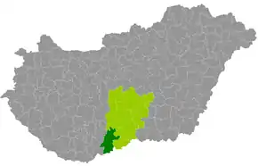 Poziția localității Districtul Baja