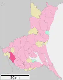 Poziția localității Bando, Ibaraki