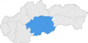 Harta regiunii Banská Bystrica în cadrul Slovaciei