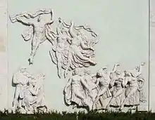 Basorelief pe fațada Operei Române din București, în dreapta intrării. Sculptor: Ion Vlad