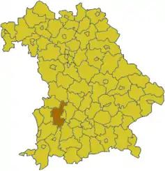 Poziția regiunii Districtul rural Augsburg