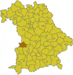 Poziția regiunii Districtul Dillingen an der Donau