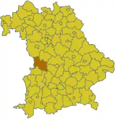 Poziția regiunii Districtul Donau-Ries