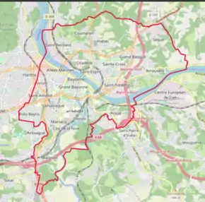 Poziția localității Bayonne