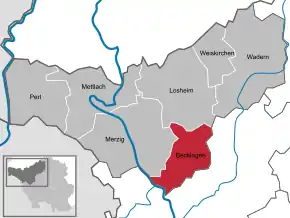 Poziția  Beckingen pe harta districtului Merzig-Wadern