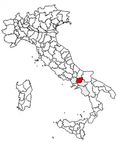 Poziția regiunii Provincia di Benevento