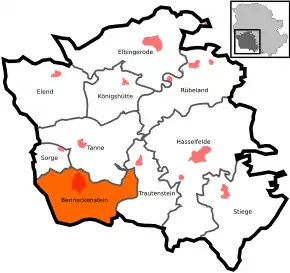 Poziția localității Benneckenstein (Harz)