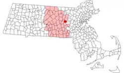 Location in Worcester County in Massachusetts