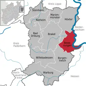 Poziția localității Beverungen