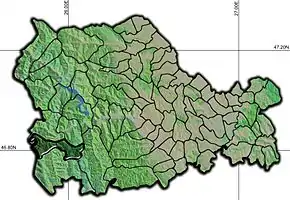 Amplasarea în cadrul județului