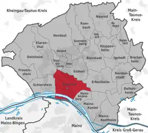 Poziția localității Wiesbaden-Biebrich