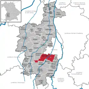 Poziția localității Bobingen