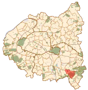 Localizarea în cadrul suburbiilor Parisului