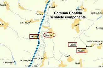 Comuna Bonțida și satele componente