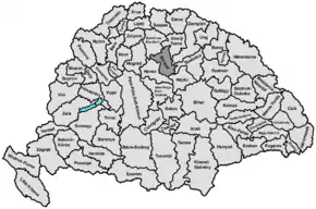 Hartă de poziționare pentru Comitatul Borsod