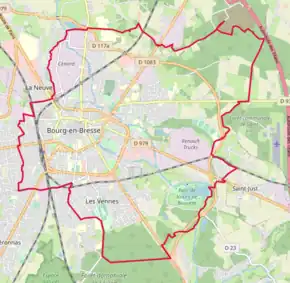 Poziția localității Bourg-en-Bresse