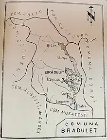 Comiuna Brăduleț - hartă