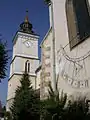 Turnul bisericii și ceasul solar