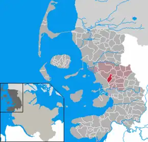 Poziția orașului Bredstedt pe harta districtului Nordfriesland