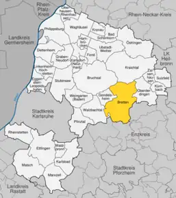 Poziția localității Bretten