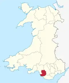 Poziția regiunii Bridgend county borough