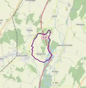 Poziția localității Brognon