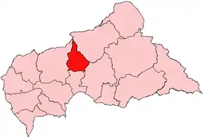 Harta prefecturii economice Nana-Grébizi în cadrul Republicii Centrafricane