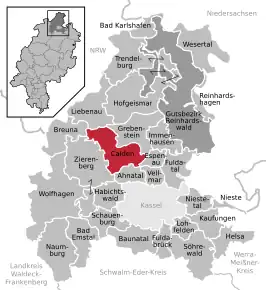 Poziția localității Calden