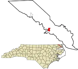 Location in Camden County and the state of North Carolina.