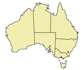 Poziția localității Canberra