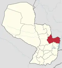 Poziția regiunii Canindeyú