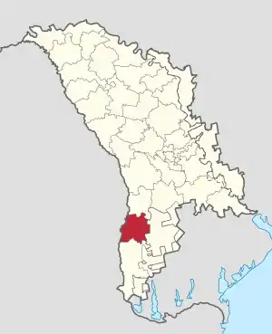 Raionul Cantemir pe harta Republicii Moldova