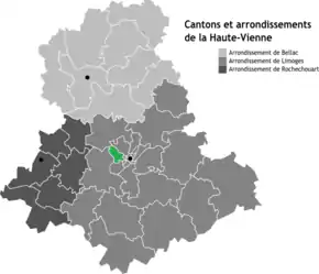 Poziția localității Cantonul Limoges-Landouge