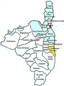 Poziția localității Cantonul Campoloro-di-Moriani