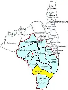 Poziția localității Cantonul Ghisoni