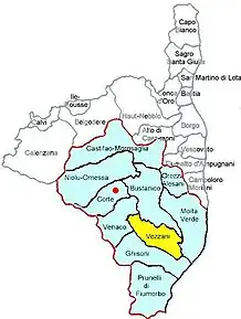 Poziția localității Cantonul Vezzani