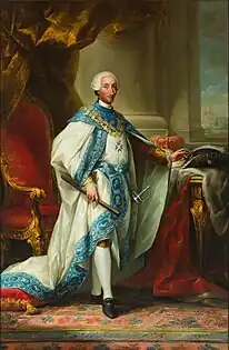 Regele Carlos III, purtând uniforma ordinului său
