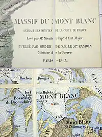 Harta căpitanului Mieulet din 1865, plasând granița la sud de linia hidrografică