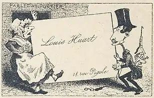 Carte de vizită a caricaturistului Louis Adrien Huart