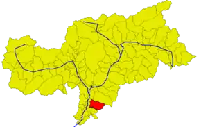 Poziția comunei în cadrul provinciei