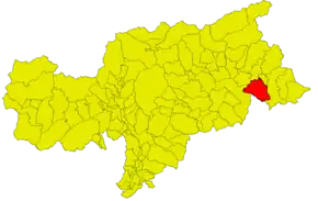 Poziția comunei în cadrul provinciei