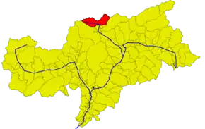 Poziția comunei în cadrul provinciei