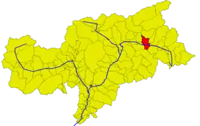 Poziția comunei în cadrul provinciei