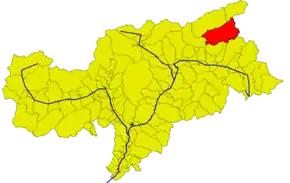 Poziția comunei în cadrul provinciei